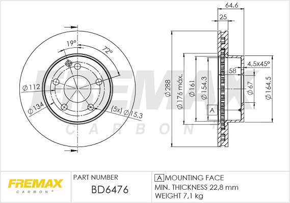 BD-6476 FREMAX Тормозной диск (фото 1)