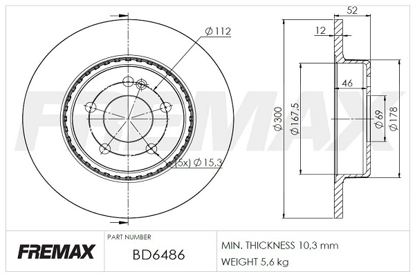 BD-6486 FREMAX Тормозной диск (фото 1)