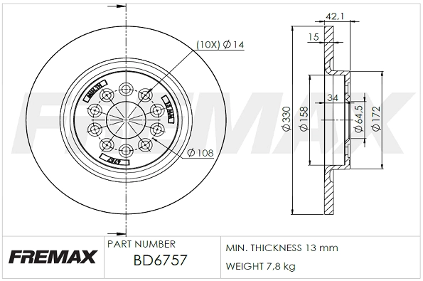 BD-6757 FREMAX Тормозной диск (фото 2)