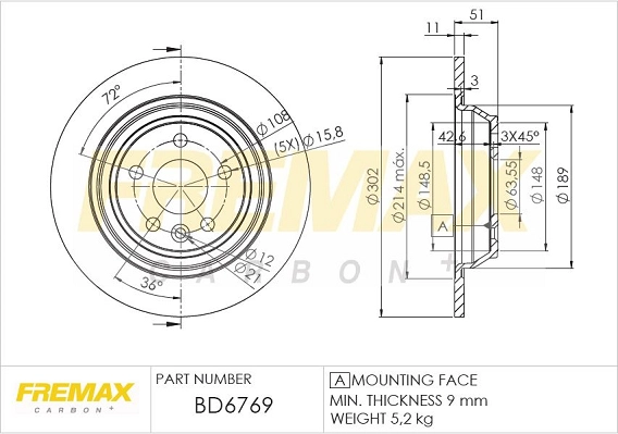 BD-6769 FREMAX Тормозной диск (фото 3)