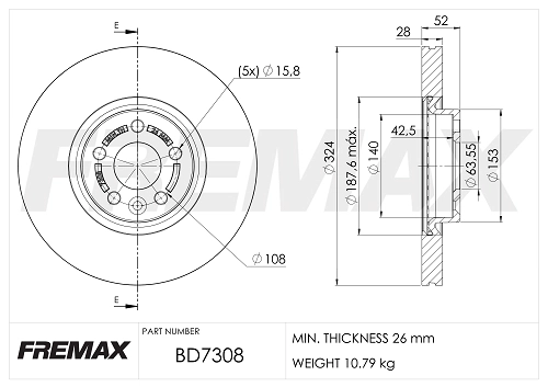 BD-7308 FREMAX Тормозной диск (фото 1)