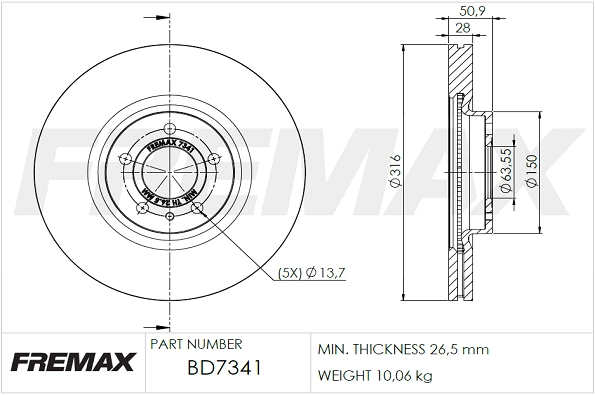 BD-7341 FREMAX Тормозной диск (фото 1)