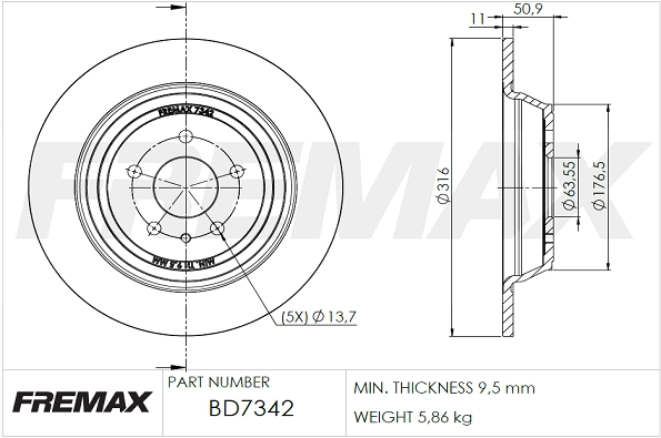 BD-7342 FREMAX Тормозной диск (фото 3)