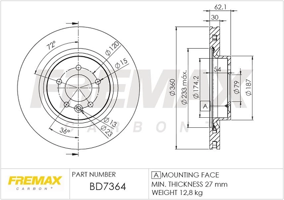 BD-7364 FREMAX Тормозной диск (фото 1)