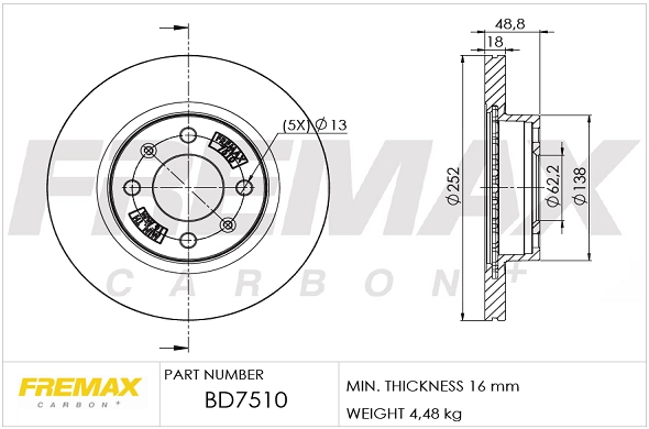 BD-7510 FREMAX Тормозной диск (фото 3)