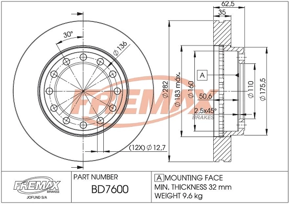 BD-7600 FREMAX Тормозной диск (фото 3)