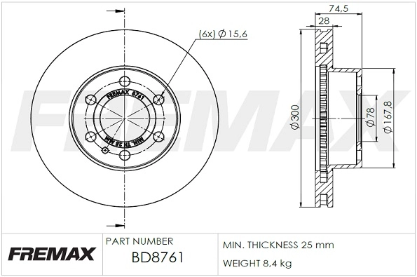 BD-8761 FREMAX Тормозной диск (фото 2)