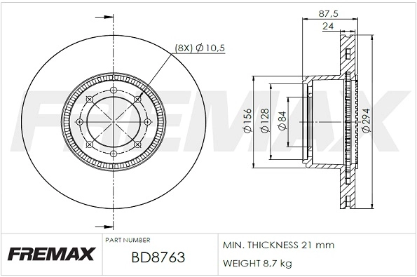 BD-8763 FREMAX Тормозной диск (фото 3)