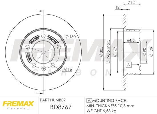 BD-8767 FREMAX Тормозной диск (фото 3)