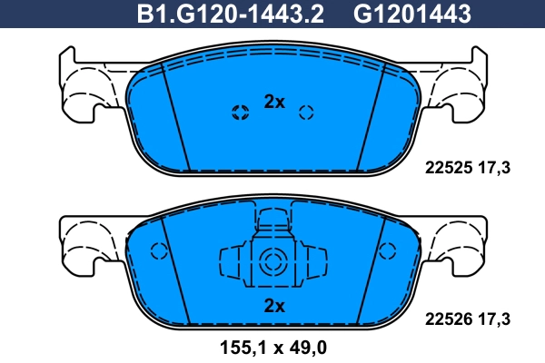 B1.G120-1443.2 GALFER Комплект тормозных колодок, дисковый тормоз (фото 1)