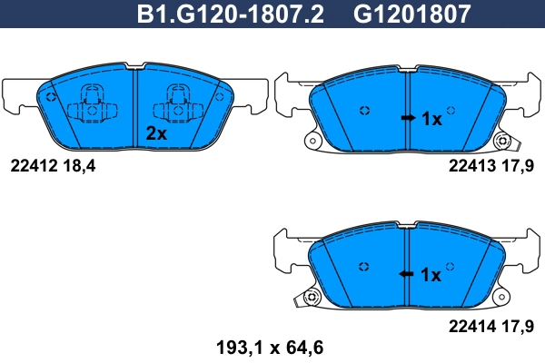 B1.G120-1807.2 GALFER Комплект тормозных колодок, дисковый тормоз (фото 1)