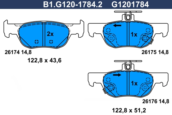 B1.G120-1784.2 GALFER Комплект тормозных колодок, дисковый тормоз (фото 1)