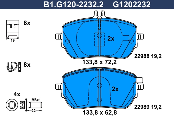 B1.G120-2232.2 GALFER Комплект тормозных колодок, дисковый тормоз (фото 1)