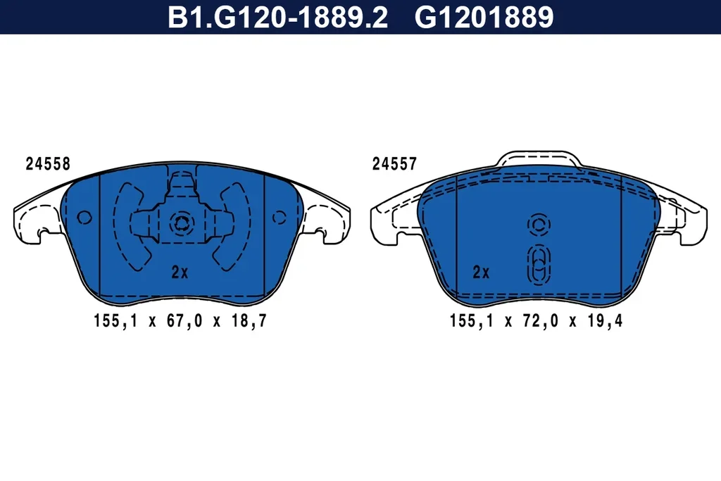 B1.G120-1889.2 GALFER Комплект тормозных колодок, дисковый тормоз (фото 1)