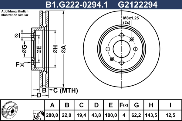 B1.G222-0294.1 GALFER Тормозной диск (фото 1)