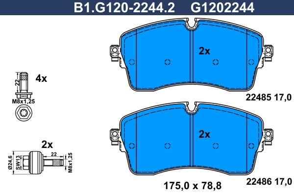 B1.G120-2244.2 GALFER Комплект тормозных колодок, дисковый тормоз (фото 1)