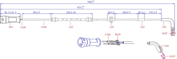 SWS4301 HIQ Сигнализатор, износ тормозных колодок (фото 1)