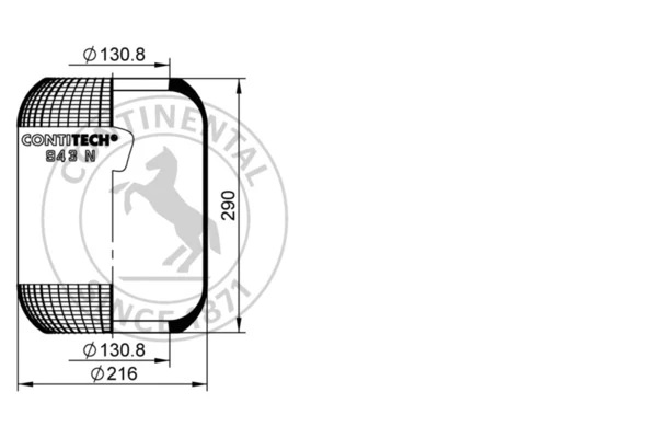 943 N CONTITECH Пневмоподушка цил. 290-216-130.8/130.8 omn iveco (фото 1)