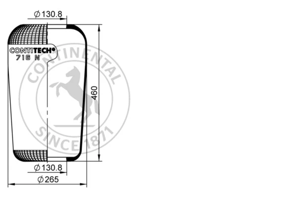 716 N CONTITECH Пневмоподушка кон 460-265-130.8/130.8 man/volvo/schmitz (фото 1)