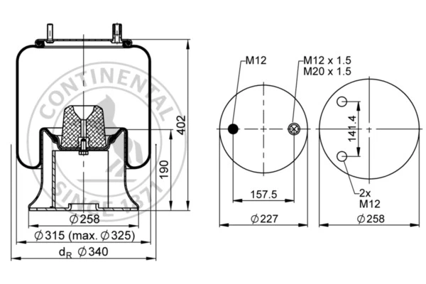 4159 N P07 CONTITECH Пневмоподушка со стаканом daf f800-3600 (фото 1)