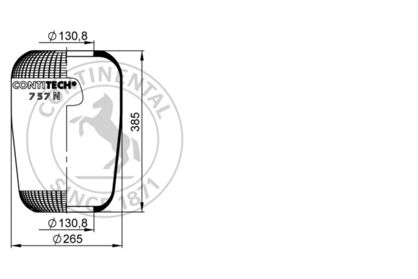 757 N CONTITECH Пневмоподушка кон 385-265-130.8/130.8 подвесн мост mb, bpw (фото 1)