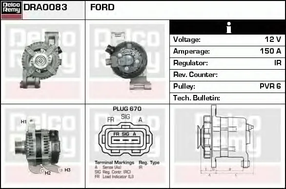 DRA0083 DELCO REMY Генератор (фото 1)