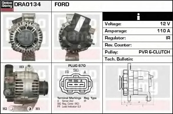 DRA0134 DELCO REMY Генератор (фото 2)