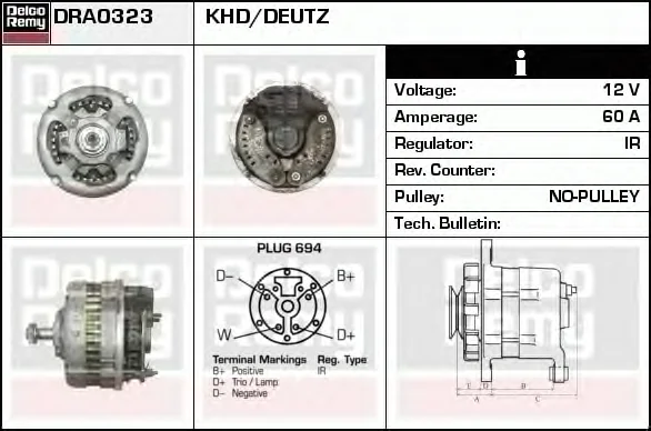 DRA0323 DELCO REMY Генератор (фото 1)