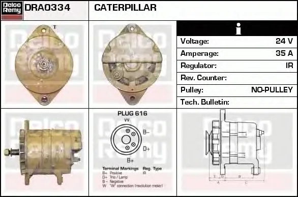 DRA0334 DELCO REMY Генератор (фото 2)