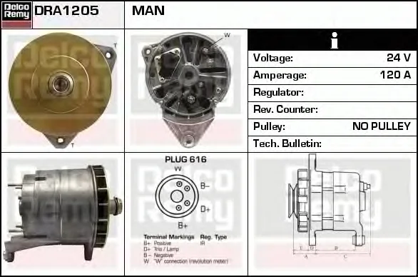 DRA1205 DELCO REMY Генератор (фото 2)