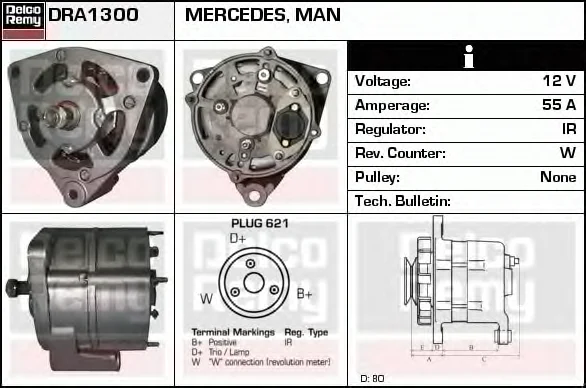 DRA1300 DELCO REMY Генератор (фото 1)