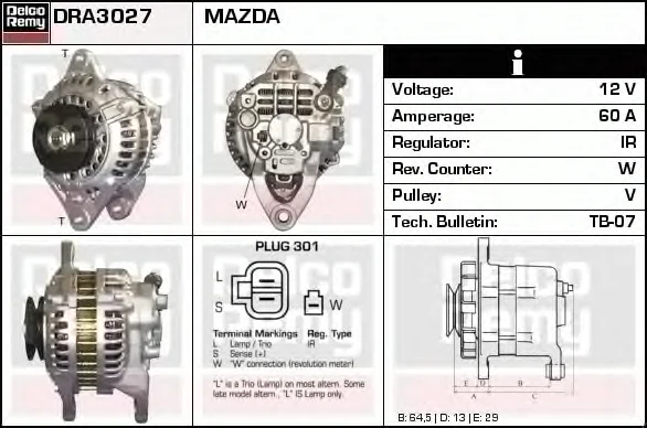 DRA3027 DELCO REMY Генератор (фото 1)