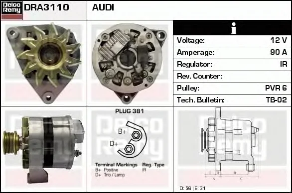 DRA3110 DELCO REMY Генератор (фото 1)