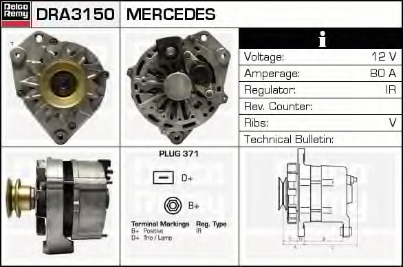 DRA3150 DELCO REMY Генератор (фото 1)