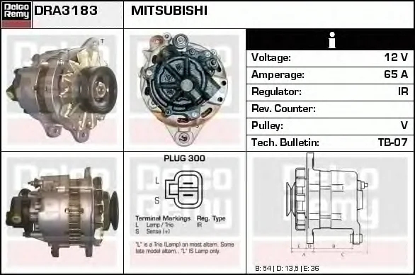 DRA3183 DELCO REMY Генератор (фото 1)