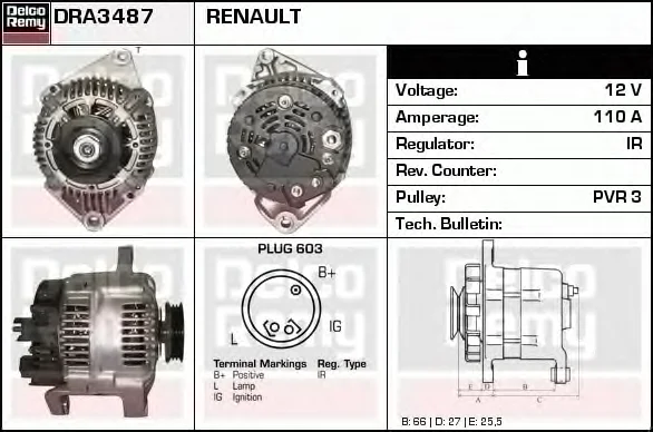 DRA3487 DELCO REMY Генератор (фото 1)