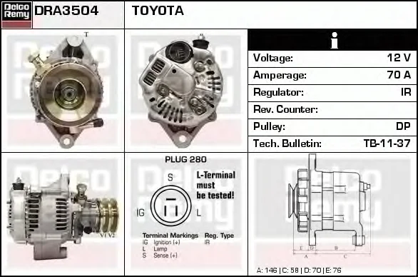 DRA3504 DELCO REMY Генератор (фото 1)