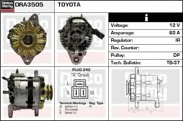 DRA3505 DELCO REMY Генератор (фото 1)