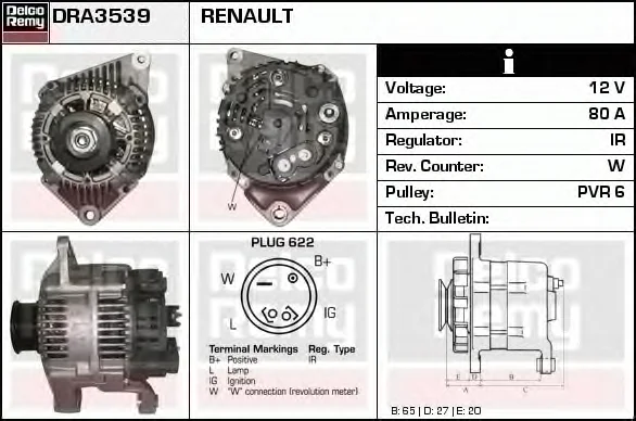 DRA3539 DELCO REMY Генератор (фото 1)