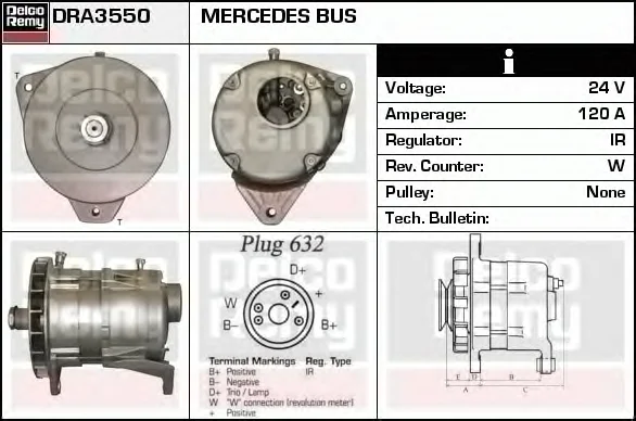 DRA3550 DELCO REMY Генератор (фото 1)