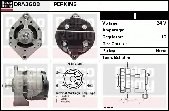 DRA3608 DELCO REMY Генератор (фото 1)