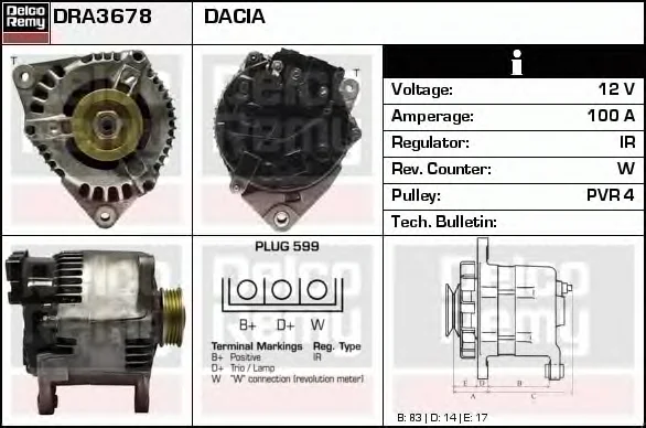 DRA3678 DELCO REMY Генератор (фото 1)