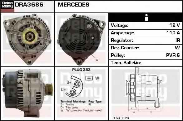 DRA3686 DELCO REMY Генератор (фото 1)