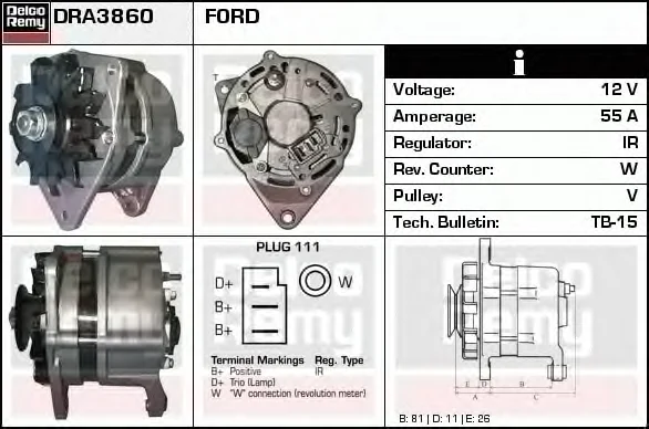 DRA3860 DELCO REMY Генератор (фото 1)