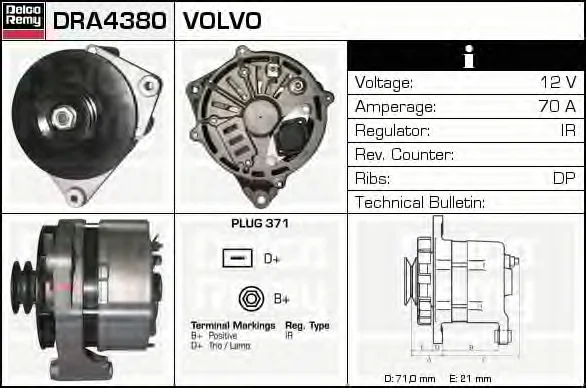 DRA4380 DELCO REMY Генератор (фото 1)