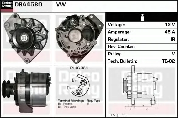 DRA4580 DELCO REMY Генератор (фото 1)