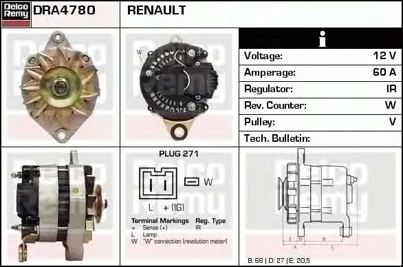 DRA4780 DELCO REMY Генератор (фото 1)