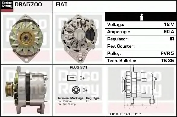 DRA5700 DELCO REMY Генератор (фото 1)