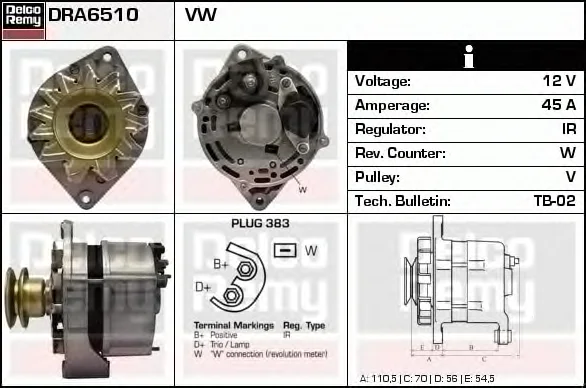 DRA6510 DELCO REMY Генератор (фото 1)