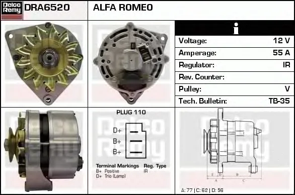 DRA6520 DELCO REMY Генератор (фото 1)